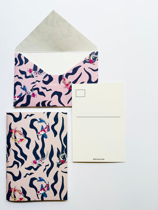 Envelope and Postcard “Pink Koi”